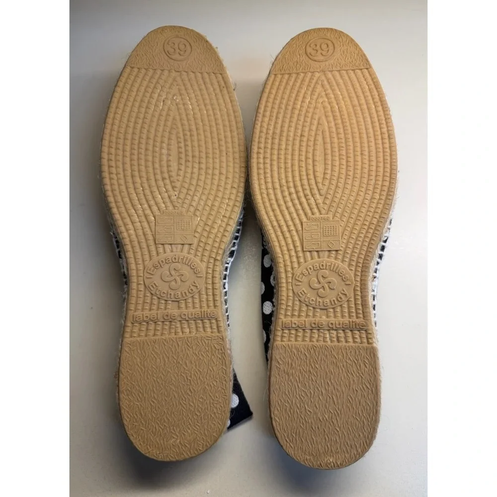 Espadrilles‎ Etchandy Made in France Black White Polka Dot Slip On Flats EU 39